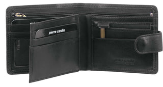 Leather Wallet Black / Leather PC 2813 BLK Pierre Cardin Rustic Leather Men's Wallet in Black in Black