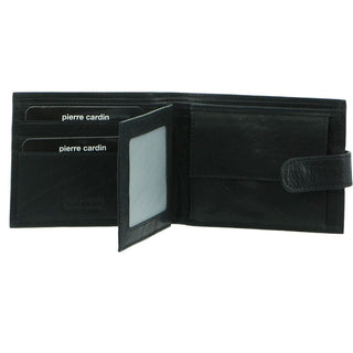 Leather Wallet Black / Leather PC 2815 BLK Pierre Cardin Rustic Leather Men's Wallet in Black in Black