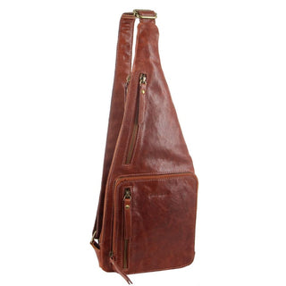 Sling Bag Chestnut / Leather PC 3229 CHEST Pierre Cardin Rustic Leather Sling Bag in Chestnut