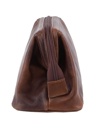Toiletry/Organiser Bag Chocolate / Leather PC 2803 CHOC Pierre Cardin Rustic Leather Toiletry Bag in Chocolate