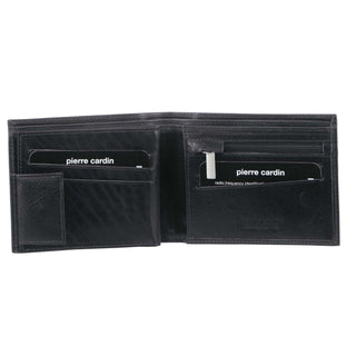 Leather Wallet Black / Leather PC 2812 BLK Pierre Cardin Rustic Leather Tri-Fold Men's Wallet in Black