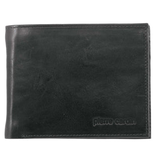 Leather Wallet Black / Leather PC 2812 BLK Pierre Cardin Rustic Leather Tri-Fold Men's Wallet in Black