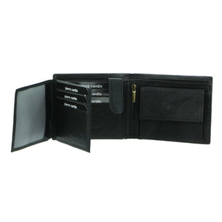 Leather Wallet Black / Leather PC 2816 BLK Pierre Cardin Rustic Leather Tri-Fold Men's Wallet in Black