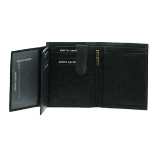 Leather Wallet Black / Leather PC 2817 BLK Pierre Cardin Rustic Leather Tri-Fold Men's Wallet in Black