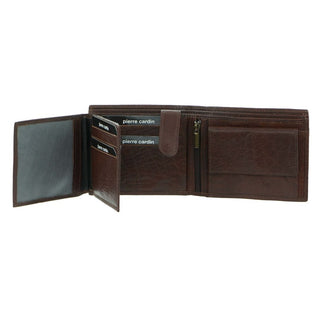 Leather Wallet Brown / Leather PC 2816 BRN Pierre Cardin Rustic Leather Tri-Fold Men's Wallet in Brown