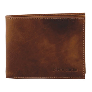 Leather Wallet Cognac / Leather PC 2812 COGN Pierre Cardin Rustic Leather Tri-Fold Men's Wallet in Cognac