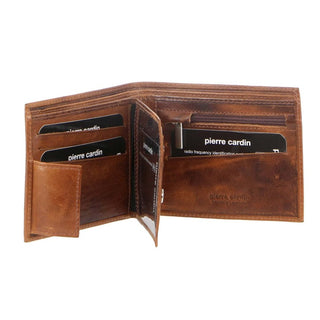 Leather Wallet Cognac / Leather PC 2812 COGN Pierre Cardin Rustic Leather Tri-Fold Men's Wallet in Cognac