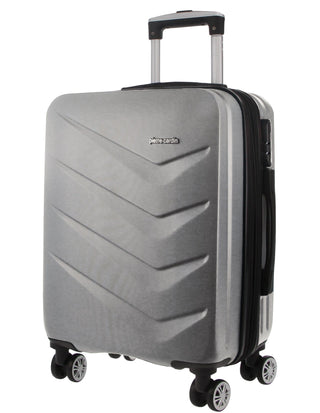 Hard Shell Luggage PC 3249LC SILVER+PC3761 Pierre Cardin Silver Hard Shell LARGE and CABIN Bundle 2-Piece Set + Assorted Luggage Tag