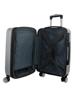 Hard Shell Luggage PC 3249LC SILVER+PC3761 Pierre Cardin Silver Hard Shell LARGE and CABIN Bundle 2-Piece Set + Assorted Luggage Tag