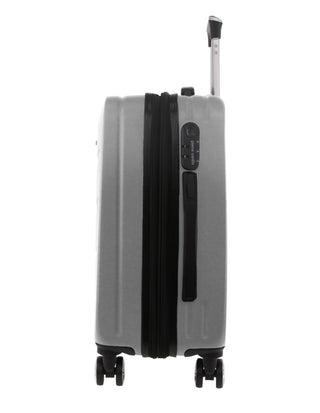 Hard Shell Luggage PC 3249LC SILVER+PC3761 Pierre Cardin Silver Hard Shell LARGE and CABIN Bundle 2-Piece Set + Assorted Luggage Tag