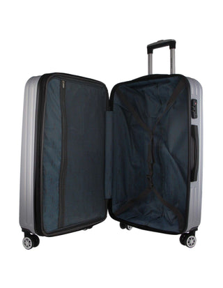Hard Shell Luggage PC 3249LC SILVER+PC3761 Pierre Cardin Silver Hard Shell LARGE and CABIN Bundle 2-Piece Set + Assorted Luggage Tag