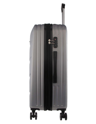 Hard Shell Luggage PC 3249LC SILVER+PC3761 Pierre Cardin Silver Hard Shell LARGE and CABIN Bundle 2-Piece Set + Assorted Luggage Tag