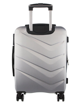 Hard Shell Luggage PC 3249LC SILVER+PC3761 Pierre Cardin Silver Hard Shell LARGE and CABIN Bundle 2-Piece Set + Assorted Luggage Tag