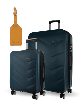 Hard Shell Luggage PC 3249MC TEAL+PC3761 Pierre Cardin Teal Hard Shell MEDIUM and CABIN Bundle 2-Piece Set + Assorted Luggage Tag