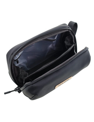 Toiletry Bag Black / Wax-finish PU PC 4154 BLK Pierre Cardin Travel Wash Bag in Black