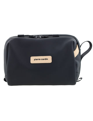 Toiletry Bag Black / Wax-finish PU PC 4154 BLK Pierre Cardin Travel Wash Bag in Black