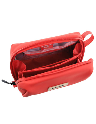 Toiletry Bag Red / Wax-finish PU PC 4154 RED Pierre Cardin Travel Wash Bag in Red