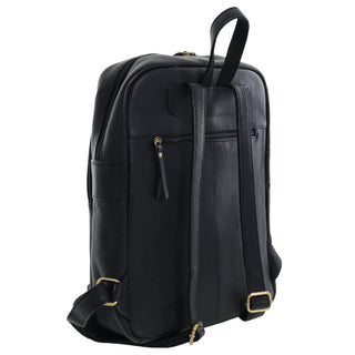 Backpack Black / Leather PC 3332 BLK Pierre Cardin Vintage Leather Laptop Backpack in Black