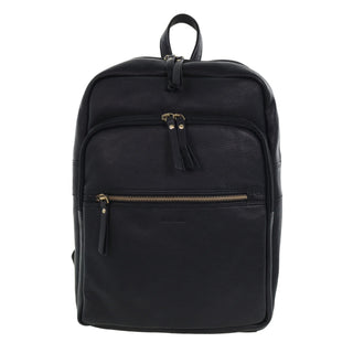 Backpack Black / Leather PC 3332 BLK Pierre Cardin Vintage Leather Laptop Backpack in Black