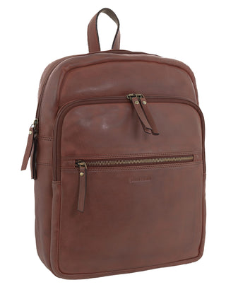 Backpack Chocolate / Leather PC 3332 CHOC Pierre Cardin Vintage Leather Laptop Backpack in Chocolate