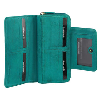 Leather Wallet Turquoise / Leather PC 3632 TURQ Pierre Cardin Women's Leather Bi-Fold Tab Wallet in Turquoise