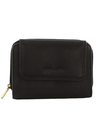 Leather Wallet Black / Leather PC 3631 BLK Pierre Cardin Women's Leather Compact Bi-Fold Tab Wallet in Black