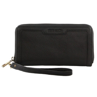 Leather Wallet Black / Leather PC 3630 BLK Pierre Cardin Women's Leather Zip around wallet w/ Wristlet in Black