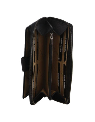 Leather Wallet Black / Leather PC 3745 BLK Pierre Cardin Women's Leather Zip around wallet w/ Wristlet in Black