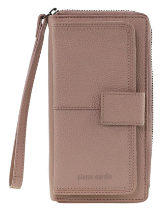 Leather Wallet Pink / Leather PC 3745 PINK Pierre Cardin Women's Leather Zip around wallet w/ Wristlet in Pink