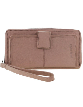 Leather Wallet Pink / Leather PC 3745 PINK Pierre Cardin Women's Leather Zip around wallet w/ Wristlet in Pink
