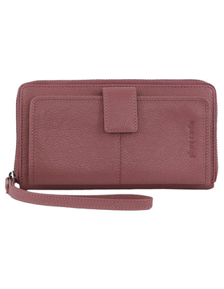 Leather Wallet Rose / Leather PC 3745 ROSE Pierre Cardin Women's Leather Zip around wallet w/ Wristlet in Rose