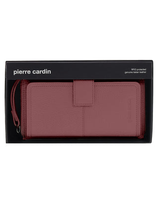 Zip-Around Wallet Rose / Leather PC 3745 ROSE Pierre Cardin Women's Leather Zip around wallet w/ Wristlet in Rose