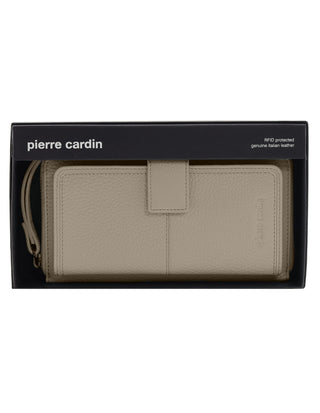 Zip-Around Wallet Taupe / Leather PC 3745 TAUP Pierre Cardin Women's Leather Zip around wallet w/ Wristlet in Taupe