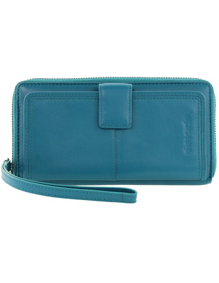 Zip-Around Wallet Turquoise / Leather PC 3745 TURQ Pierre Cardin Women's Leather Zip around wallet w/ Wristlet in Turquoise