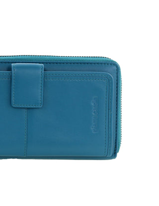 Zip-Around Wallet Turquoise / Leather PC 3745 TURQ Pierre Cardin Women's Leather Zip around wallet w/ Wristlet in Turquoise
