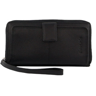 Leather Wallet Black / Leather PC 3745 BLK-1 Pierre Cardin Women's Leather Zip around wallet w/ Wristlet