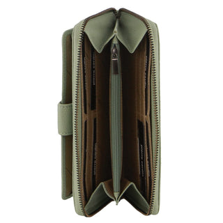 Leather Wallet Jade / Leather PC 3745 JADE Pierre Cardin Women's Leather Zip around wallet w/ Wristlet