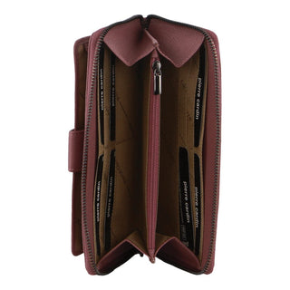 Leather Wallet Rose / Leather PC 3745 ROSE Pierre Cardin Women's Leather Zip around wallet w/ Wristlet