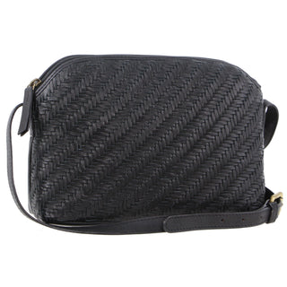 Crossbody bag Black PC 3485 BLK Pierre Cardin Woven Embossed Leather Cross-Body Bag in Black