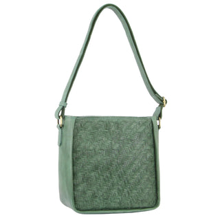 Crossbody bag Green / Leather PC 3484 GRN Pierre Cardin Woven Embossed Leather Cross-Body Bag in Green