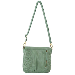 Crossbody bag Green PC 3480 GRN Pierre Cardin Woven Embossed Leather Crossbody Bag in Green