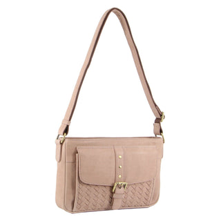 Crossbody bag Dusty Pink / Leather PC 3379 DPink Pierre Cardin Woven Leather Ladies Cross-Body Bag in Dusty Pink