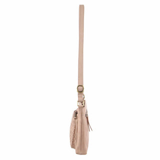 Crossbody bag Dusty Pink / Leather PC 3379 DPink Pierre Cardin Woven Leather Ladies Cross-Body Bag in Dusty Pink