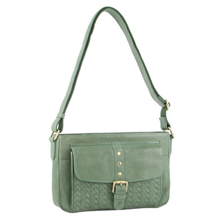 Crossbody bag Green / Leather PC 3379 GRN Pierre Cardin Woven Leather Ladies Crossbody Bag in Green