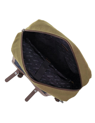 Backpack Dark Olive / Vegan Leather/Canvas POL 33 DKOLIVE Police Canvas Messenger Backpack in Dark Olive