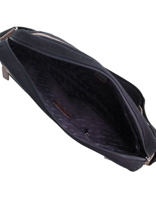 Laptop & Business bags Black / Vegan Leather/Canvas POL 35 BLK Police Rustic Canvas Messenger Business Bag in Black