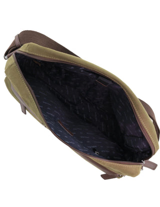 Laptop & Business bags Dark Olive / Vegan Leather/Canvas POL 35 DKOLIVE Police Rustic Canvas Messenger Business Bag in Dark Olive