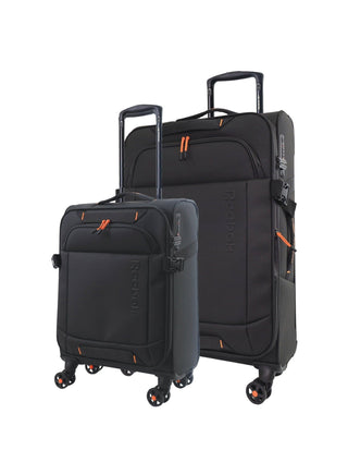 Hard Shell Luggage Black / Water Resistant Coated Nylon RB 04LC BLK Reebok Pro Black Soft Shell Large and Cabin Bundle 2-Piece Set