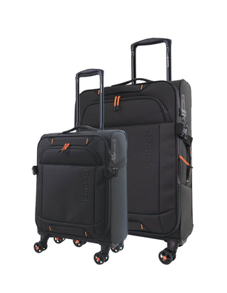 Hard Shell Luggage Black / Water Resistant Coated Nylon RB 04MC BLK Reebok Pro Black Soft Shell Medium and Cabin Bundle 2-Piece Set