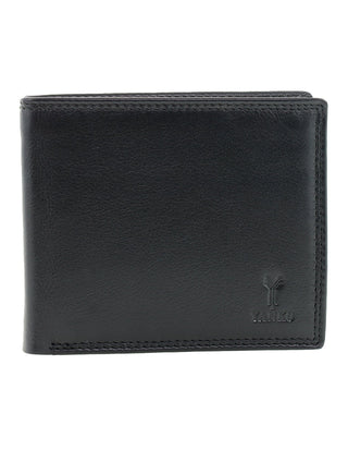 BI-Fold Wallet Black / Leather 2932 BLK Yanko Mens Leather Classic Bi-Fold Flap Wallet in Black